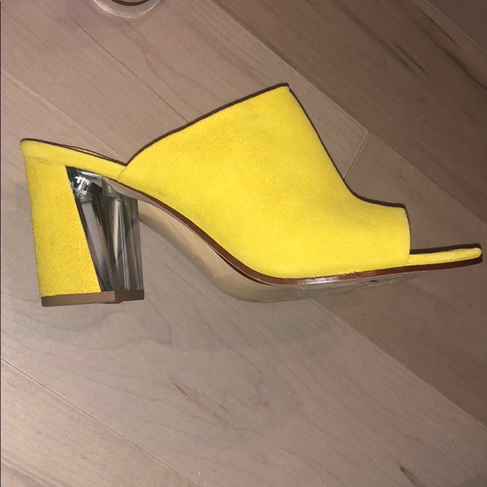 Nine West Yellow Suede Mules